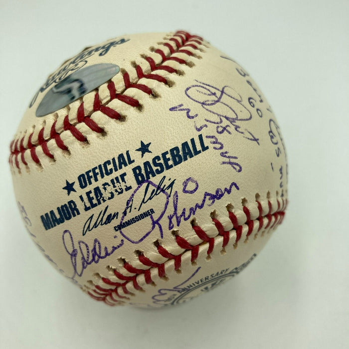 Derek Jeter Yogi Berra Reggie Jackson Yankees Legends Multi Signed Baseball JSA