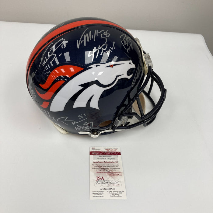 2015 Denver Broncos Super Bowl 50 Champs Team Signed Game Helmet JSA COA