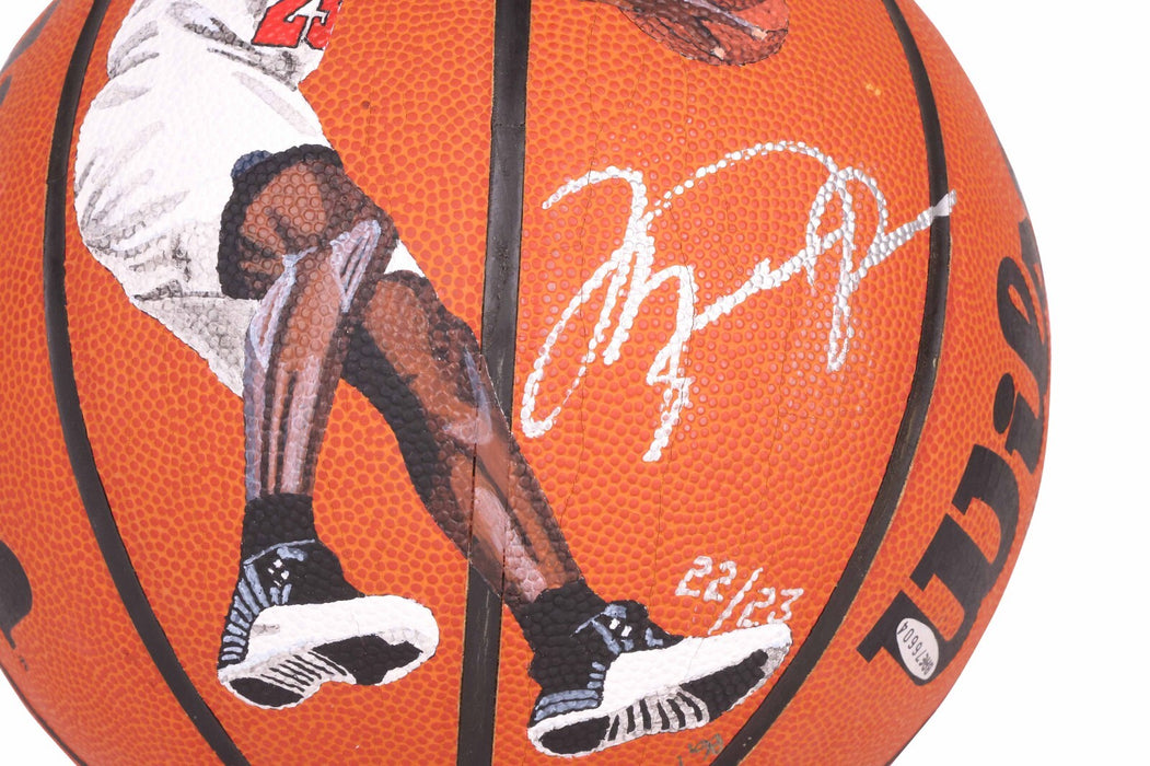 Stunning Michael Jordan Signed Hand Painted Art Basketball UDA Upper Deck #22/23