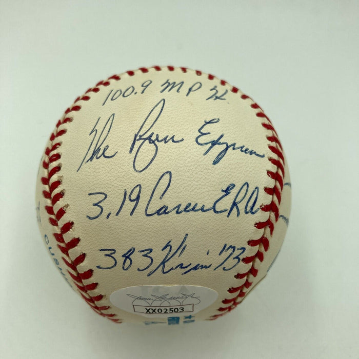 Nolan Ryan Signed Heavily Inscribed STAT American League Baseball JSA COA RARE