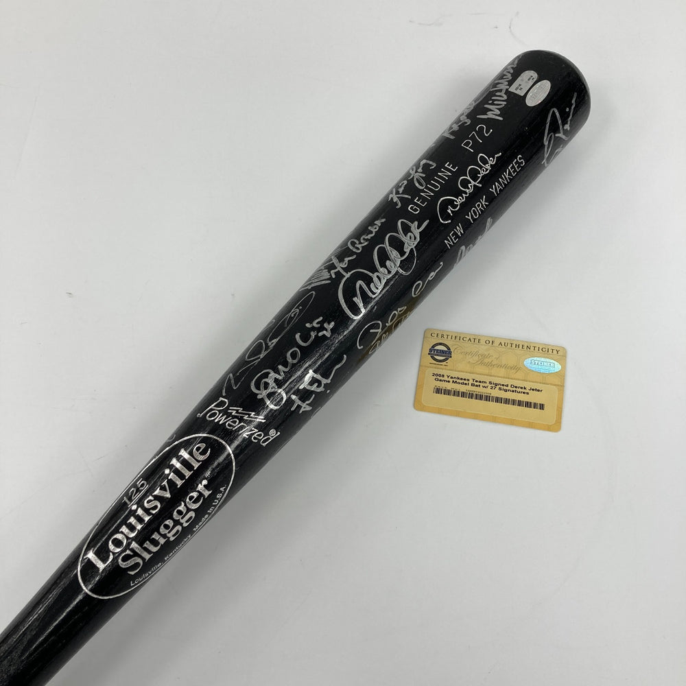 2009 New York Yankees World Series Champs Team Signed Bat Steiner COA