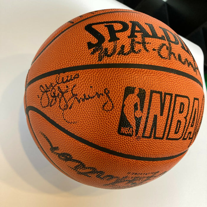 Wilt Chamberlain Kareem Abdul-Jabbar Dr J. Magic Johnson Signed Basketball BAS