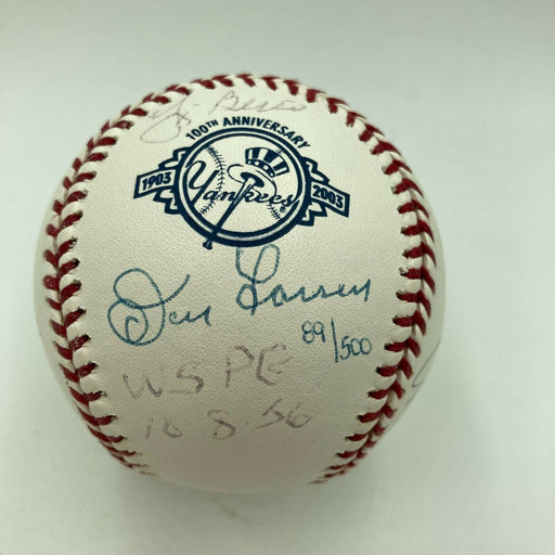 Don Larsen David Wells Cone Yogi Berra Yankees Perfect Game Signed Baseball MLB