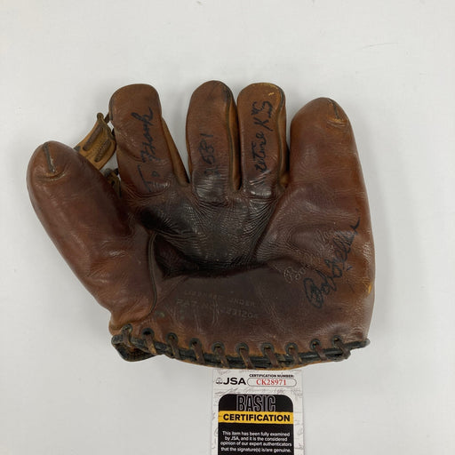 Bob Feller 2,581 Strikeouts Signed 1940's Game Model Baseball Glove JSA COA