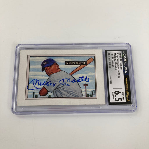 Mickey Mantle Signed 1989 Bowman 1951 Bowman RC CGS JSA 10 GEM MINT POP 1
