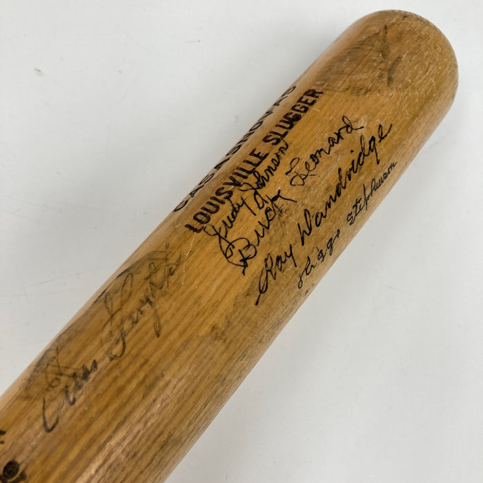 Travis Jackson Ted Lyons Judy Johnson Hall Of Fame Signed Baseball Bat JSA COA