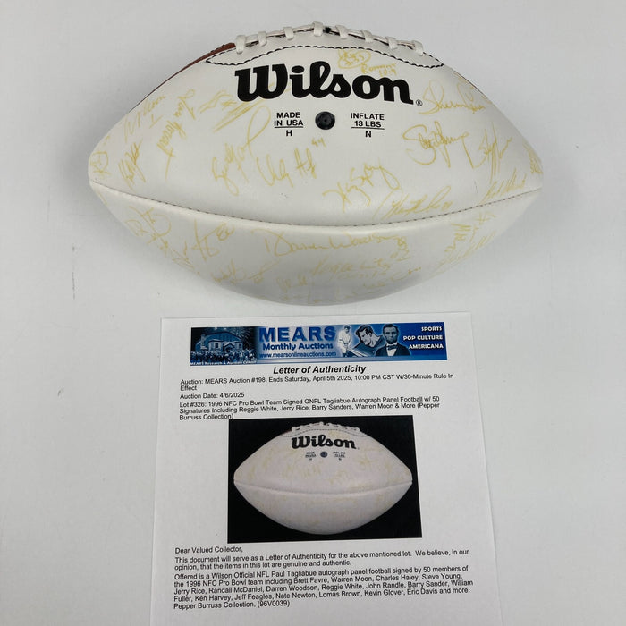 1996 Pro Bowl Team Signed Football 50 Sigs Reggie White Barry Sanders Favre