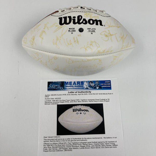 1996 Pro Bowl Team Signed Football 50 Sigs Reggie White Barry Sanders Favre