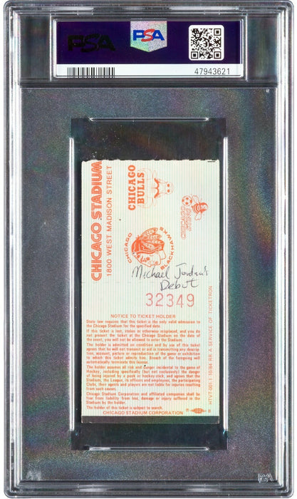 Michael Jordan NBA Debut Original Ticket October 26, 1984 PSA Holy Grail!