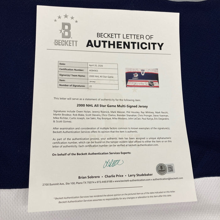 2000 NHL All Star Game Team Signed Authentic Jersey PSA DNA & Beckett COA