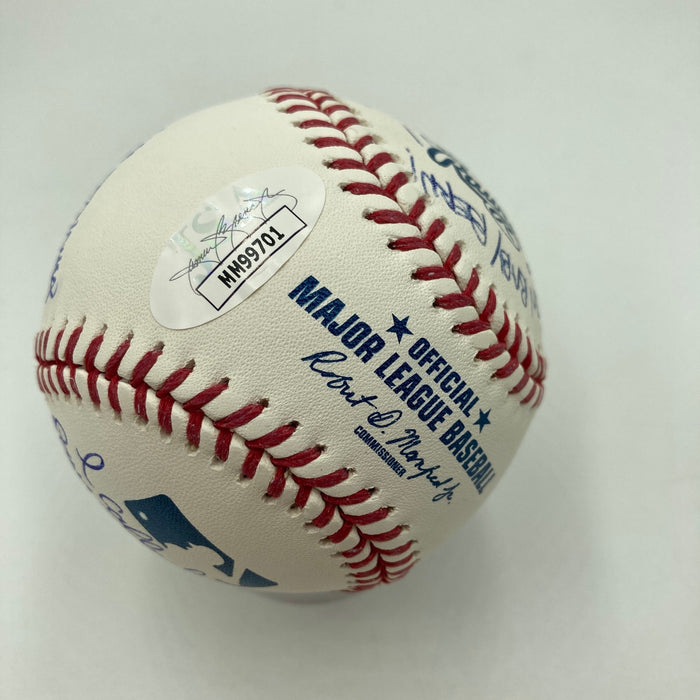 John Sterling Signed Heavily Inscribed STAT Baseball JSA COA RARE!