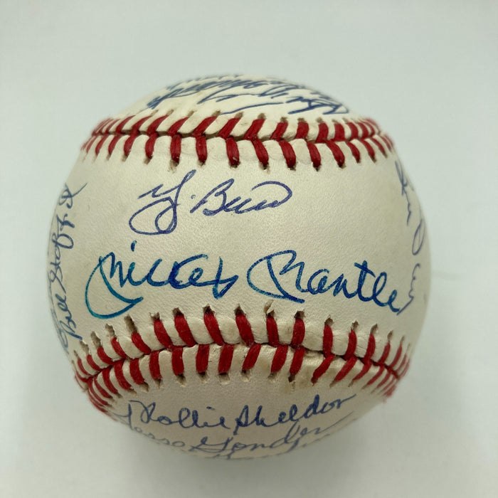 1961 New York Yankees World Series Champs Team Signed Baseball Mickey Mantle BAS