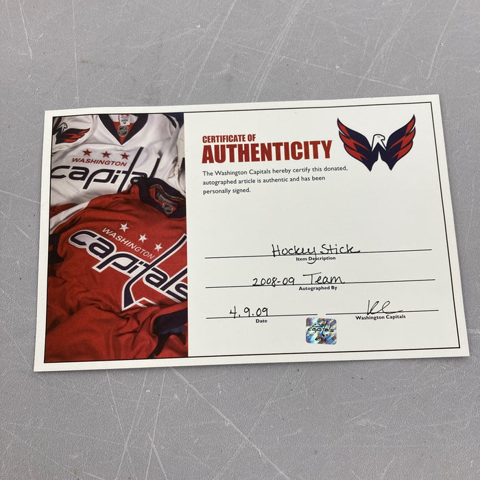2008-09 Washington Capitals Team Signed Hockey Stick Alexander Ovechkin JSA COA