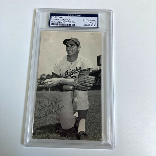 Sandy Koufax Playing Days Signed J.D. Mccarthy Baseball Postcard PSA DNA