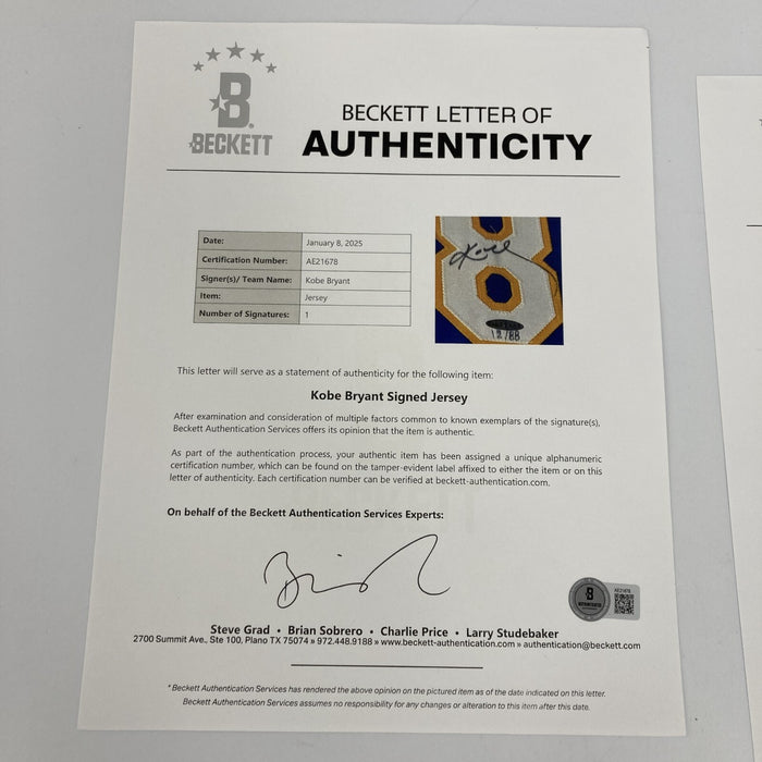 Kobe Bryant 3 Signed NBA Finals Los Angeles Lakers Jerseys Display UDA & Beckett