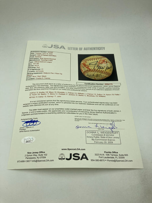 Willie Mays Hank Aaron Sandy Koufax Hall Of Fame Multi Signed Baseball 31 JSA