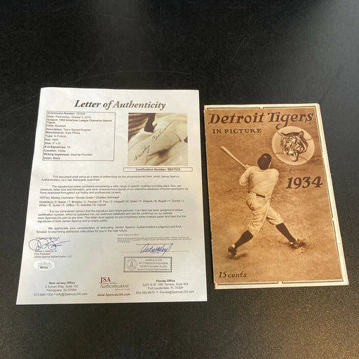 1934 Detroit Tigers AL Champs Team Signed Program Hank Greenberg JSA COA