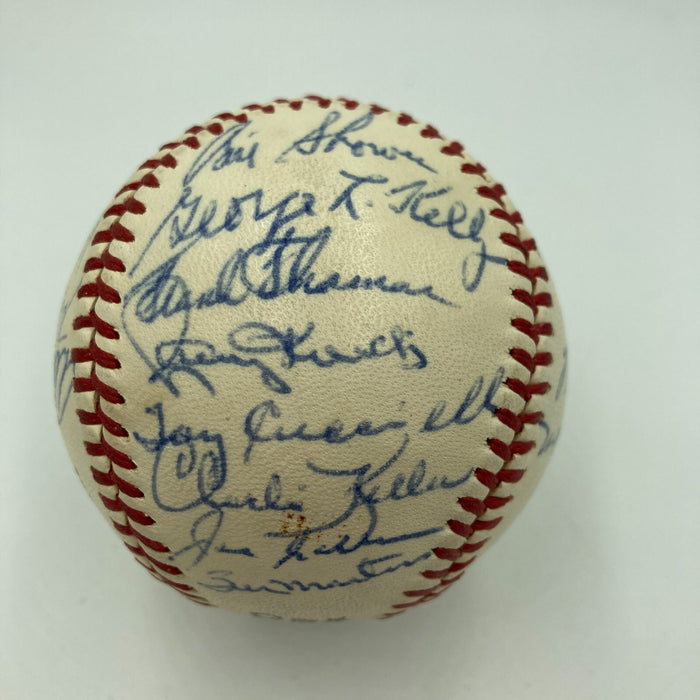 Mickey Mantle Joe DiMaggio 1970's Yankees Old Timers Day Signed Baseball JSA COA