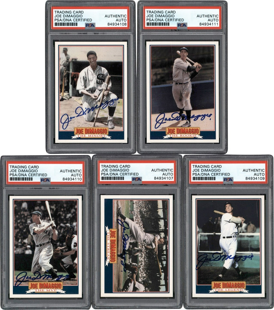 1992 Joe DiMaggio Signed Score Baseball Insert Complete Set (5) PSA DNA