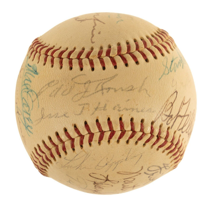 Pie Traynor Lefty Grove 1970's Hall Of Fame Induction Multi Signed Baseball PSA