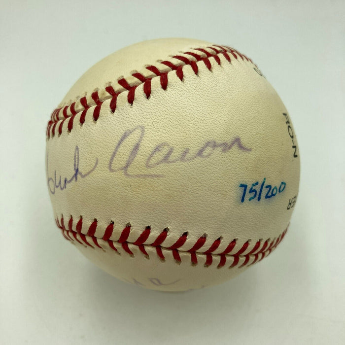 Hank Aaron 755 Home Runs 3771 Hits Signed Inscribed Stat Baseball JSA COA