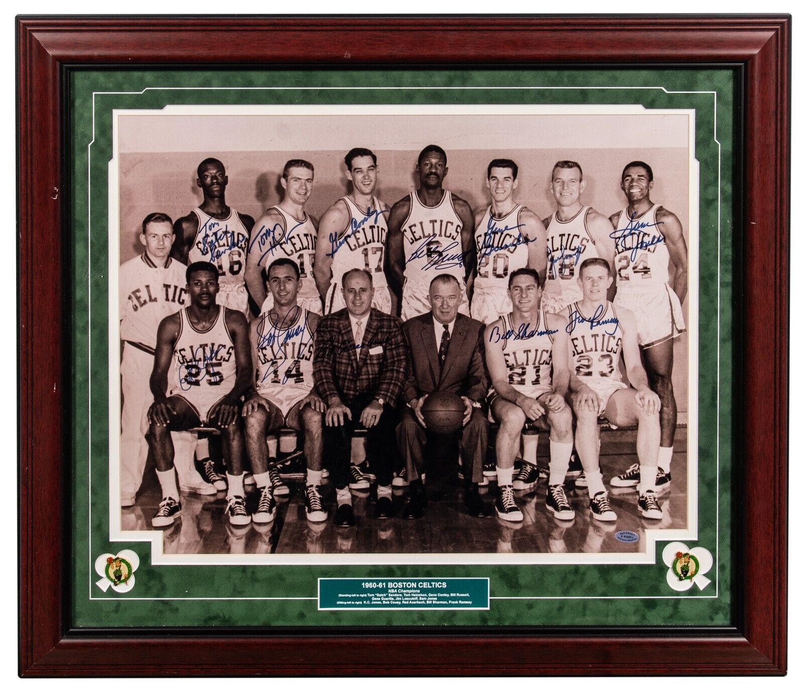 1960-61 Boston Celtics NBA Champs Team Signed 18x24 Photo Bill Russell Beckett