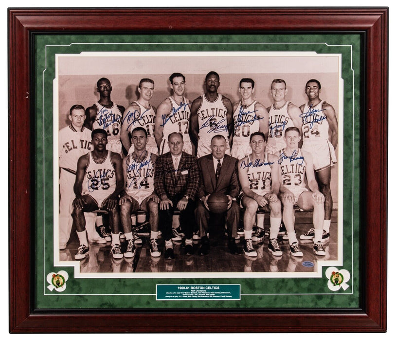 1960-61 Boston Celtics NBA Champs Team Signed 18x24 Photo Bill Russell Beckett