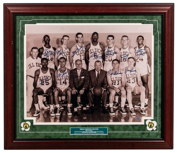 1960-61 Boston Celtics NBA Champs Team Signed 18x24 Photo Bill Russell Beckett