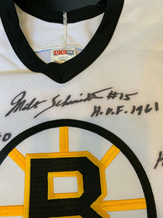 Milt Schmidt Signed Heavily Inscribed Authentic Boston Bruins Jersey JSA COA