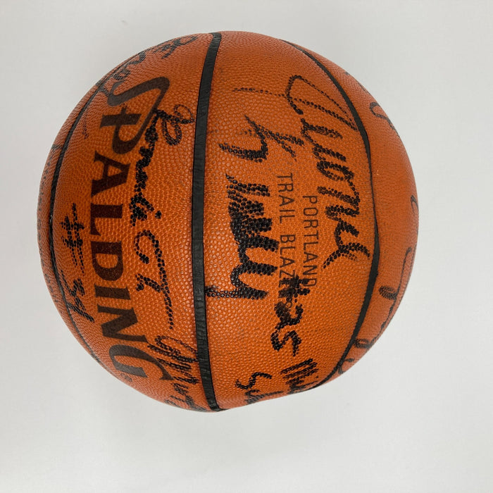 1987-88 Portland Trail Blazers Team Signed Game Used Spalding Basketball JSA COA
