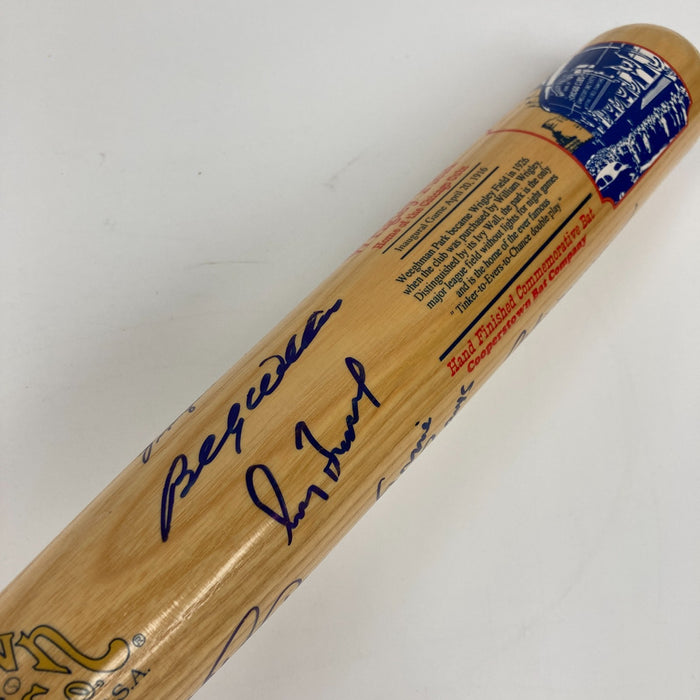 Cubs HOF Signed Bat Ernie Banks Greg Maddux Ryne Sandberg Sammy Sosa Dawson JSA