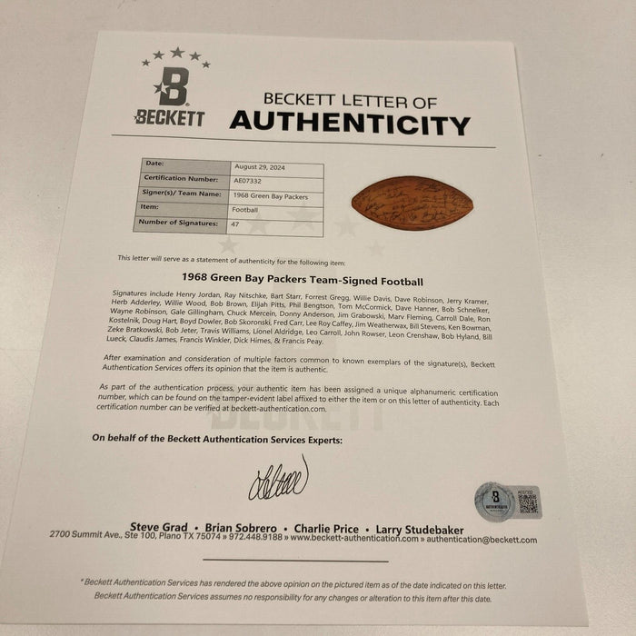 Beautiful 1968 Green Bay Packers Team Signed Football Bart Starr PSA DNA & BAS