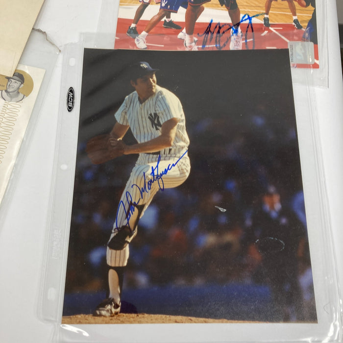 Lot Of (18) Signed MLB Baseball Photos Jose Canseco Bob Feller Don Larsen