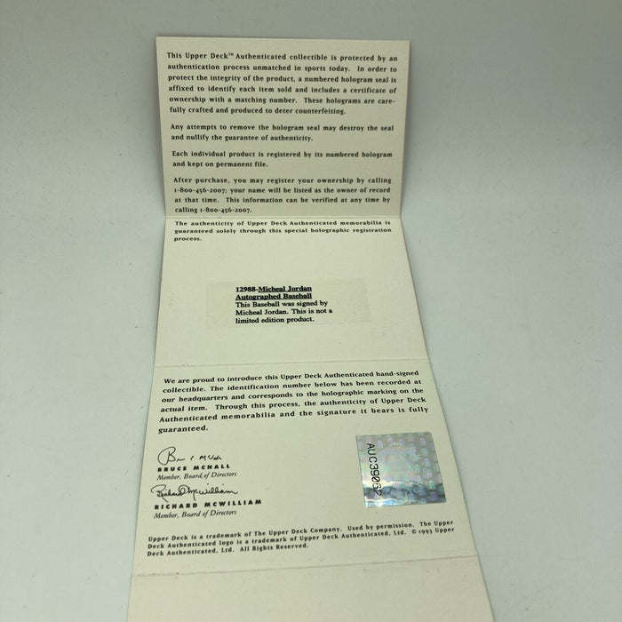 Michael Jordan Signed Baseball UDA Upper Deck & Beckett COA