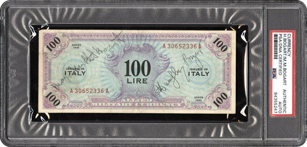 Humphrey Bogart Signed World War 2 1942 Italian Currency 100 LIRE PSA DNA COA
