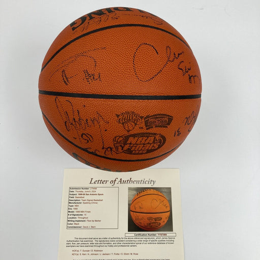 1999 San Antonio Spurs NBA Champs Team Signed Finals Basketball Tim Duncan JSA