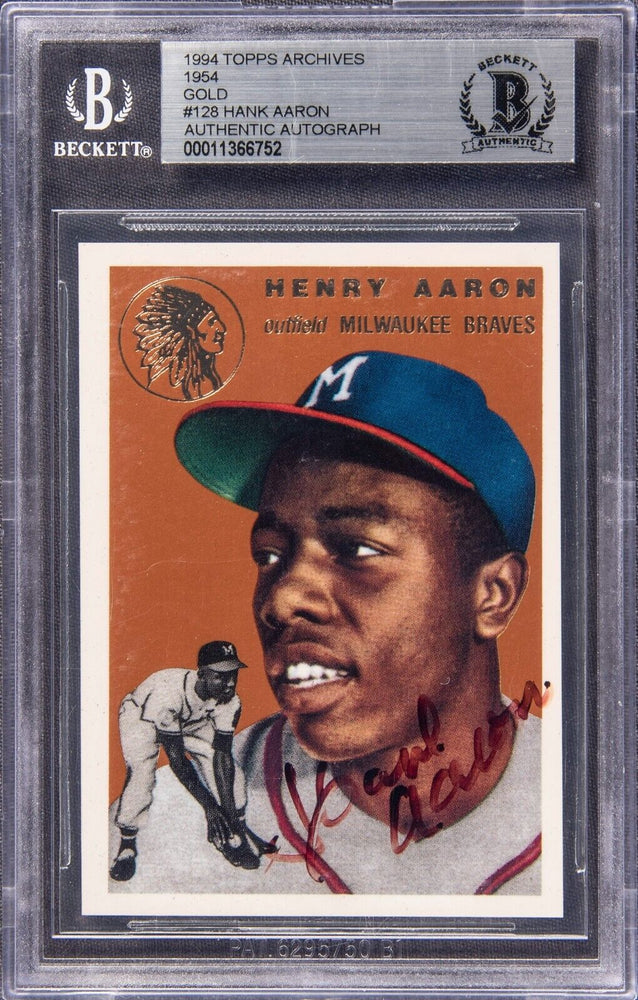 1994 Topps Archives 1954 Hank Aaron Signed Autographed Rookie Baseball Card BGS