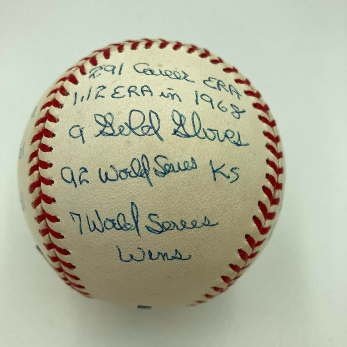 Bob Gibson Signed Heavily Inscribed Career STAT Baseball Reggie Jackson COA