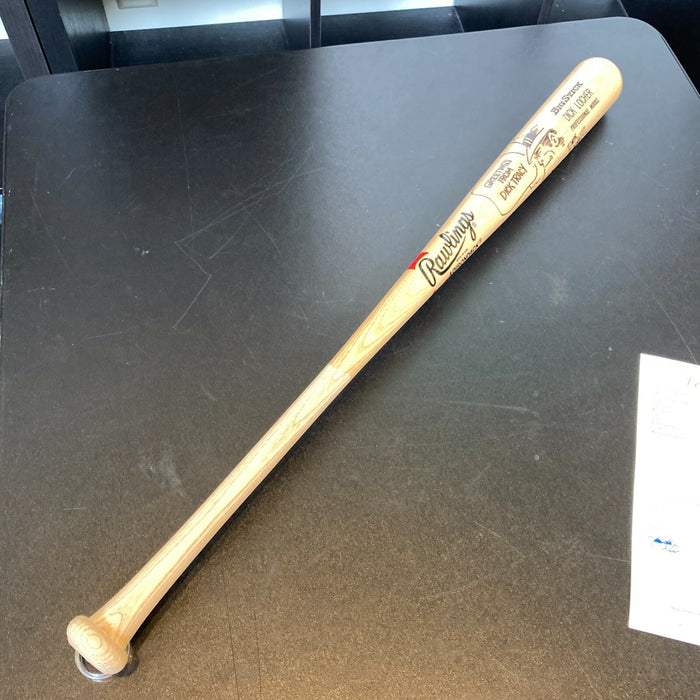 Dick Locher Signed Baseball Bat With Dick Tracy Hand Drawn Cartoon Art JSA COA