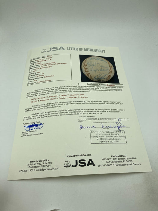 1976 All Star Game Team Signed Baseball Thurman Munson Hank Aaron JSA COA