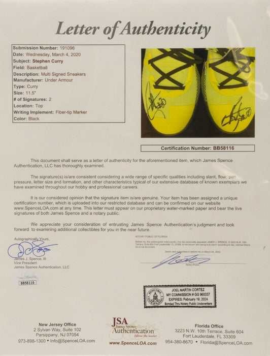 Stephen Curry Signed Game Issued 2019 All Star Game Shoes Sneakers JSA COA
