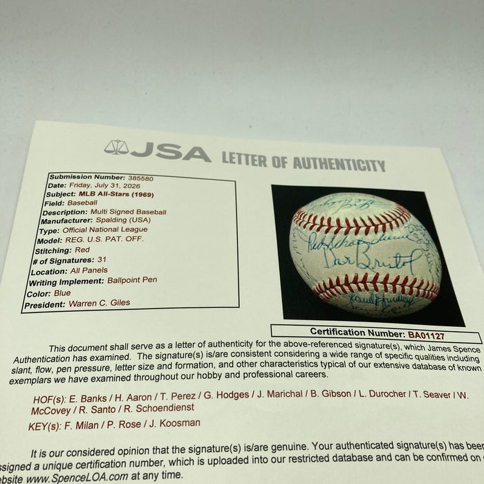 The Finest 1969 All Star Game Team Signed Baseball Roberto Clemente JSA COA