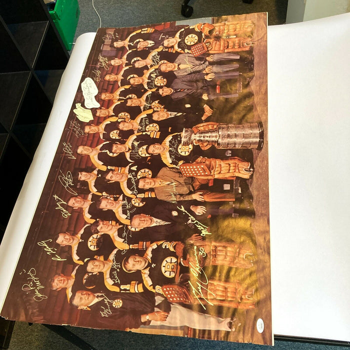 1969-70 Stanley Cup Champion Boston Bruins Team Signed Large 21x36 Photo JSA COA