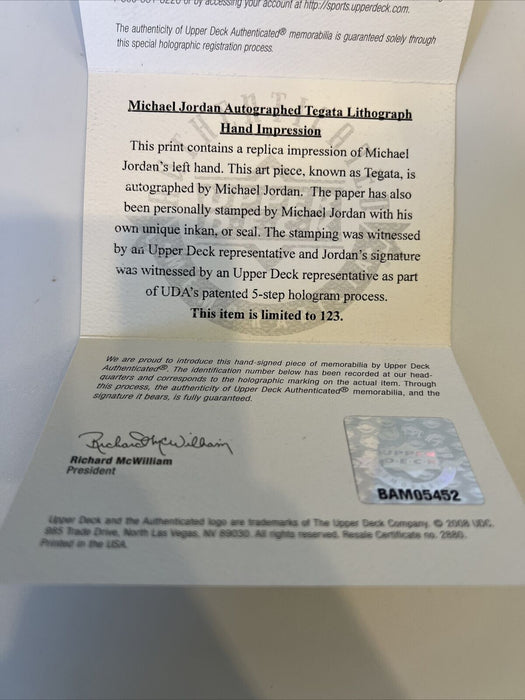 Michael Jordan Signed Tegata Handprint Framed Display UDA Upper Deck COA
