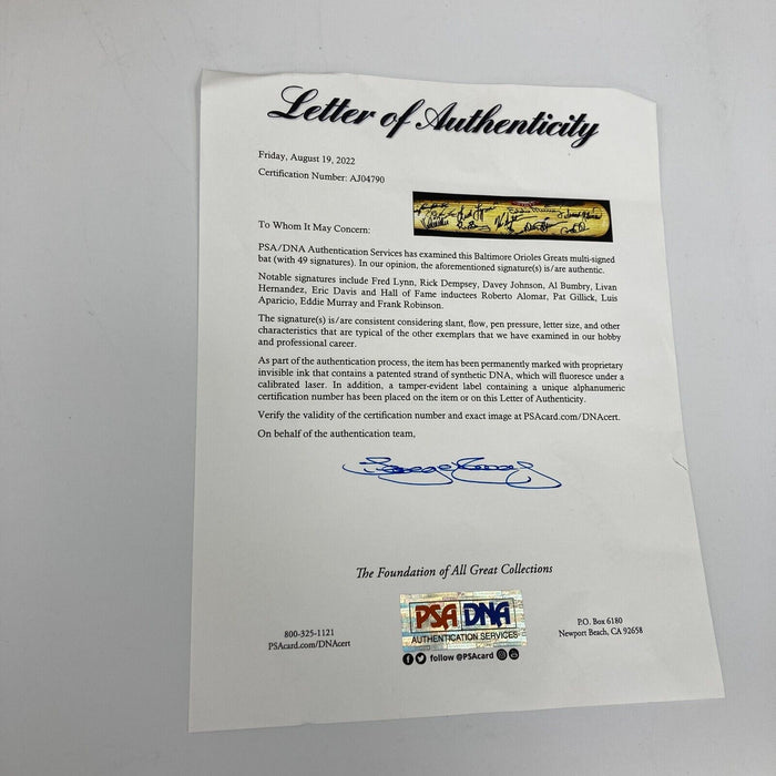 Baltimore Orioles HOF & Legends Multi Signed Baseball Bat 49 Sigs PSA DNA COA