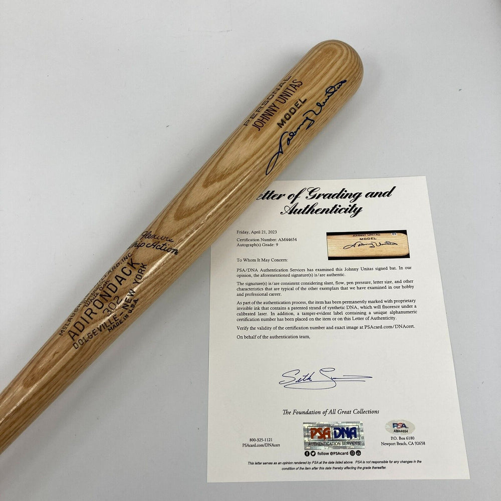 Johnny Unitas Signed Game Model Louisville Slugger Baseball Bat PSA DNA MINT 9