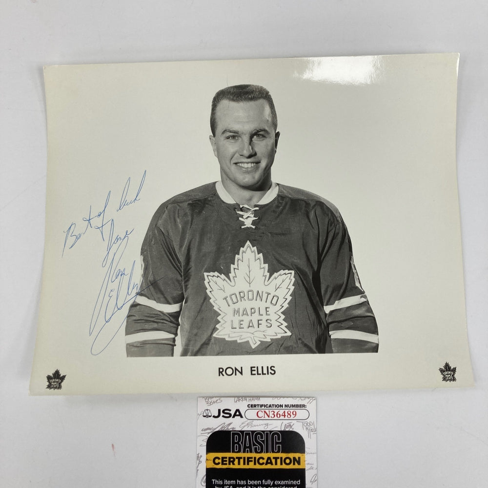 Ron Ellis Signed 1960's Toronto Maple Leafs Team Issued Photo JSA COA