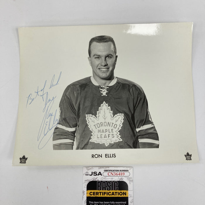 Ron Ellis Signed 1960's Toronto Maple Leafs Team Issued Photo JSA COA