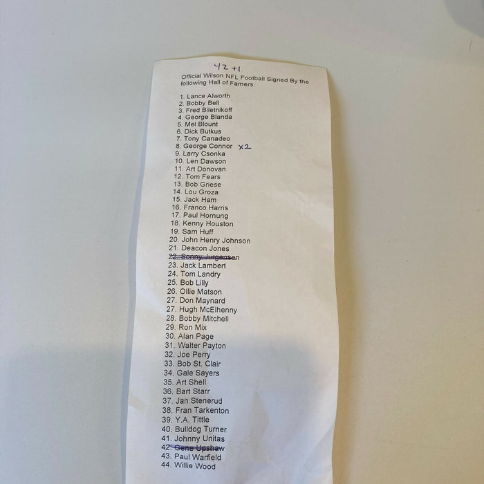 Johnny Unitas Walter Payton Bart Starr HOF Legends Signed Football 45 Sigs JSA