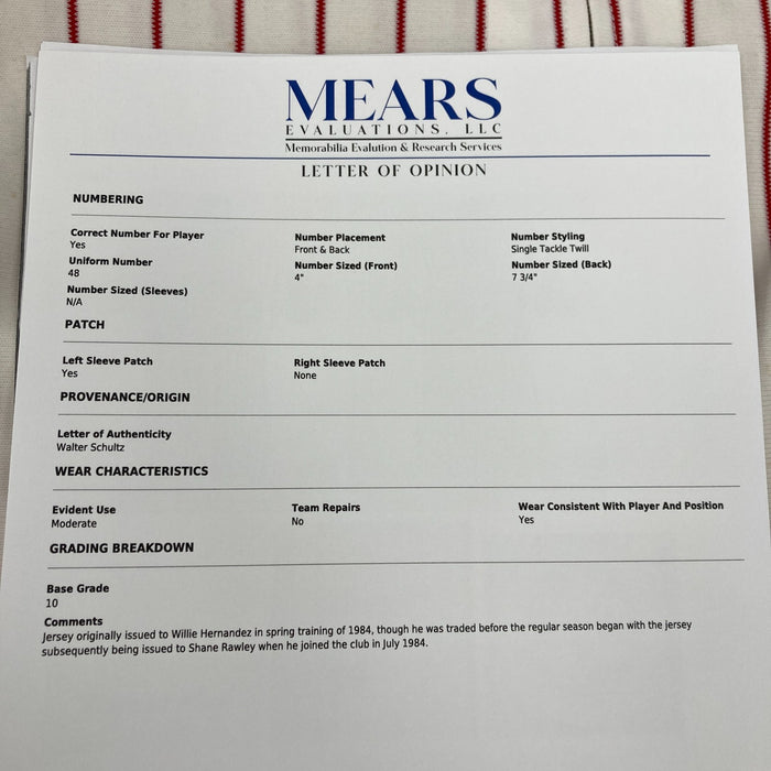 Willie Hernandez Shane Rawley Game Used Philadelphia Phillies Jersey MEARS A10